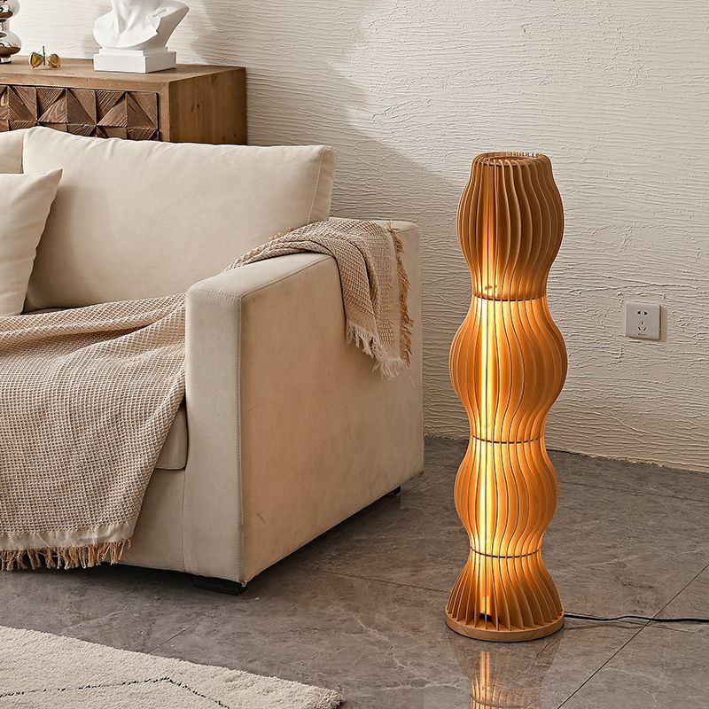 Muto Lampadaire Vague Moderne, Bois, Kaki, Salon - Neutralighting