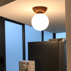 Valentina Nordique Japonais Glob LED Plafonnier/Suspension Métal Verre Chambre à coucher, Burlywood - Neutralighting