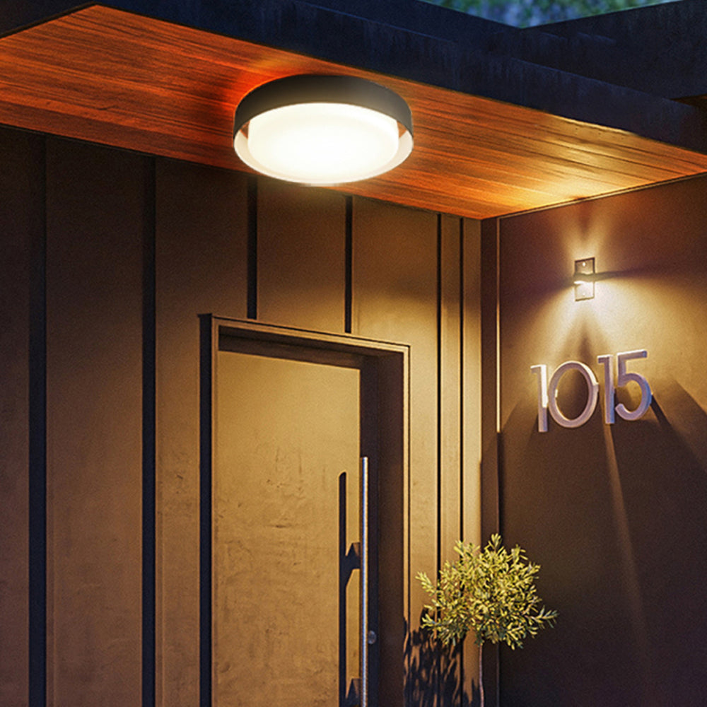Ray Ronde Moderne LED Plafonnier Noir Métal/Acrylique Extérieur - Neutralighting
