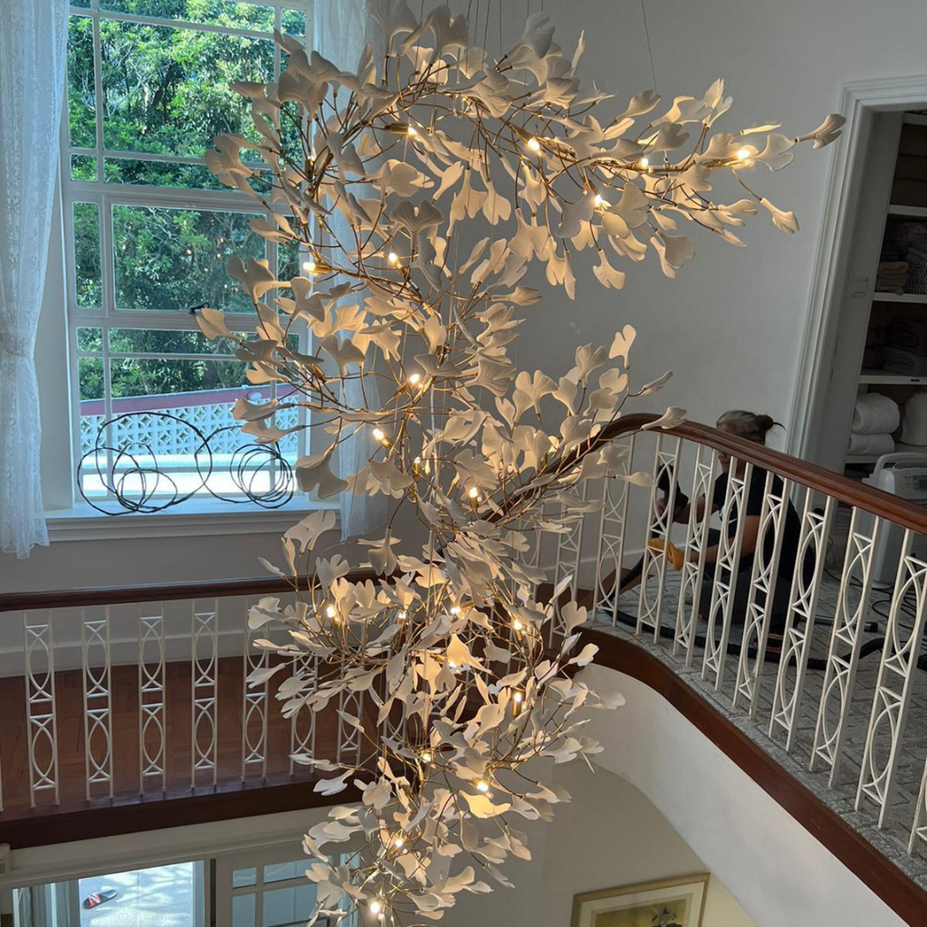 Olivia Lustre Linéaire GloGink Moderne, Métal/Céramique, Or, Salon - Neutralighting