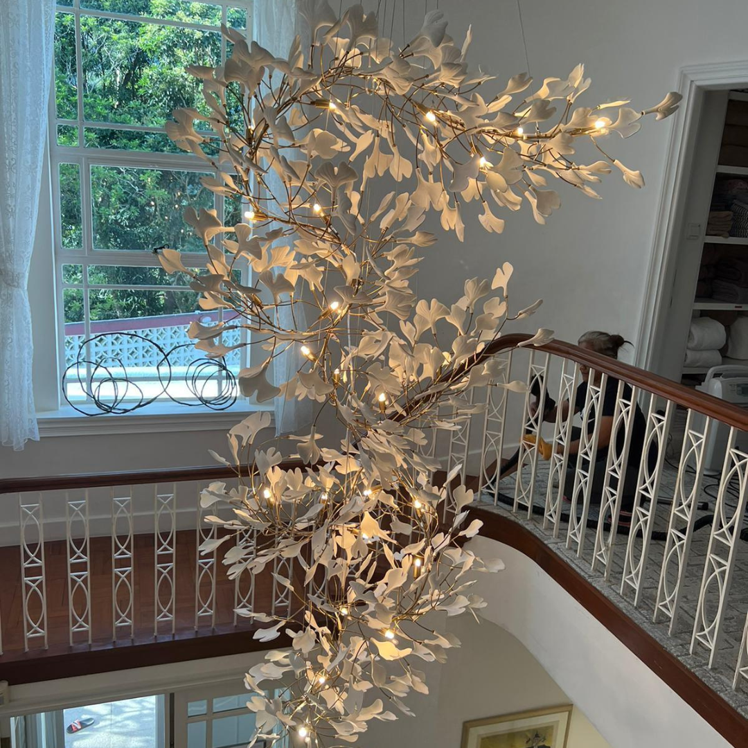 Olivia Lustre Linéaire GloGink Moderne, Métal/Céramique, Or, Salon - Neutralighting