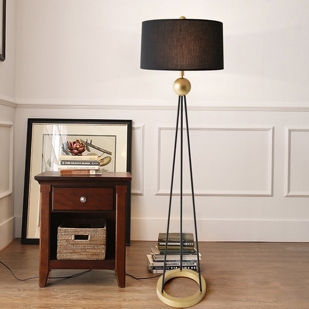 Mira Design Lampadaire Tripod Simple Tissu/Métal Noir Salon/Bureau - Neutralighting