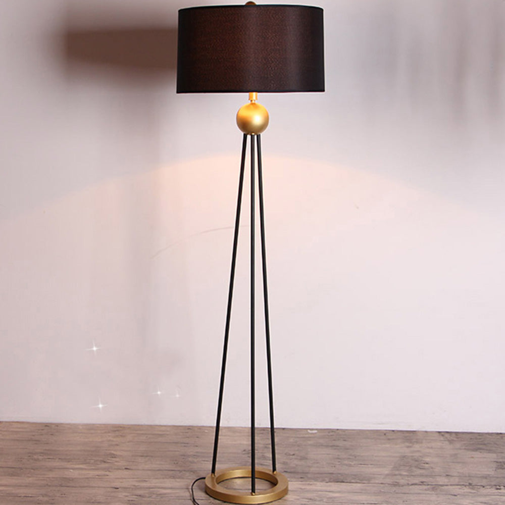 Mira Design Lampadaire Tripod Simple Tissu/Métal Noir Salon/Bureau - Neutralighting