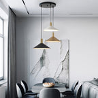 Arisha Suspension Moderne LED Acrylique/Métal, Noir/Blanc/Or, Salon - Neutralighting