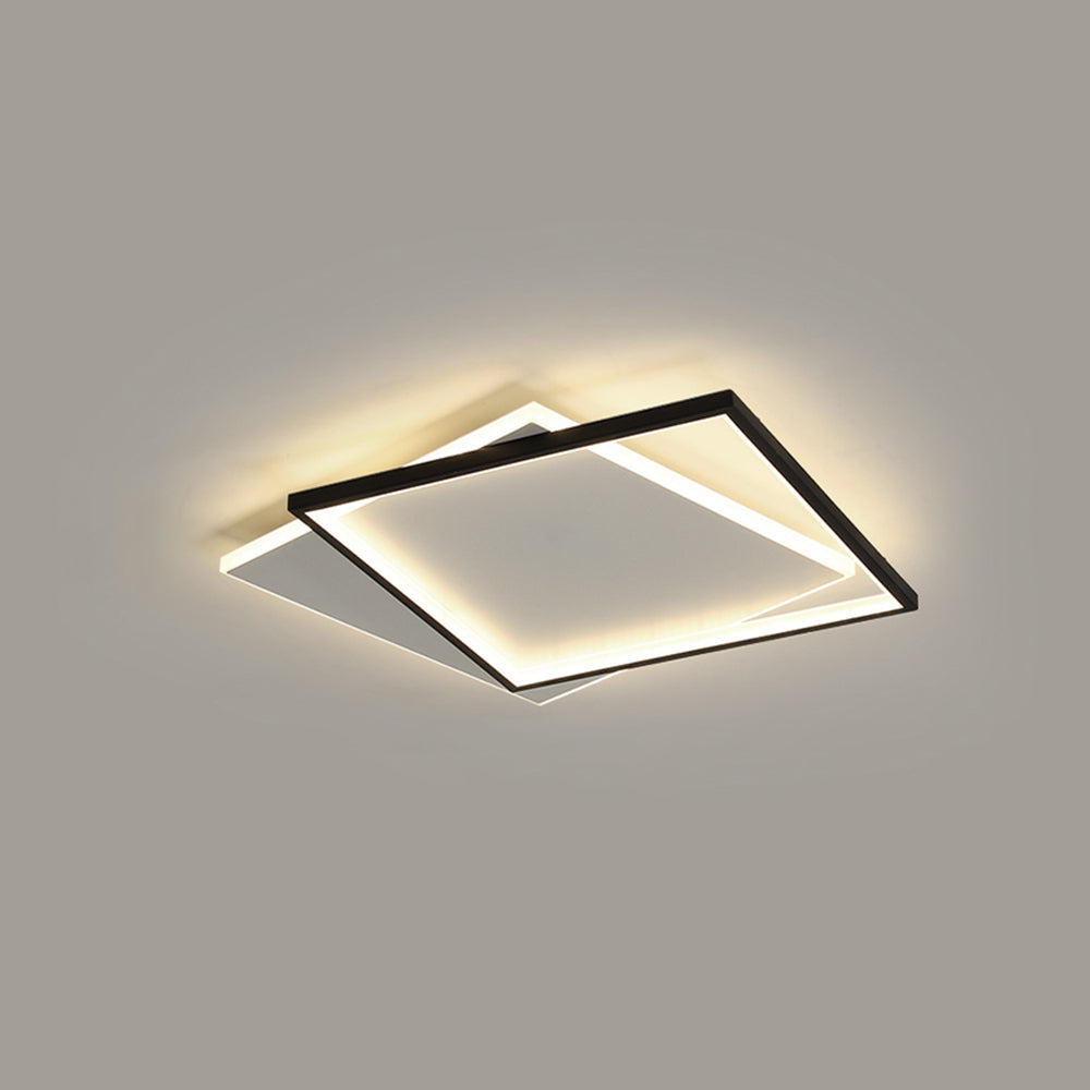 Arisha Plafonnier Carré/Rond Moderne, Métal/Acrylique, Blanc/Noir, Salon - Neutralighting