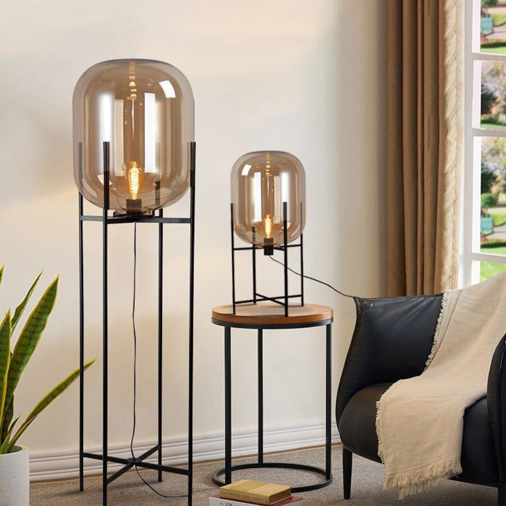 Mira Design Lampadaire Globe Moderne Verre/Métal Noir Chambre/Salon - Neutralighting