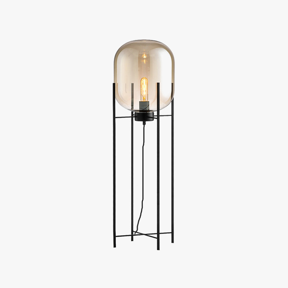 Mira Design Lampadaire Globe Moderne Verre/Métal Noir Chambre/Salon - Neutralighting