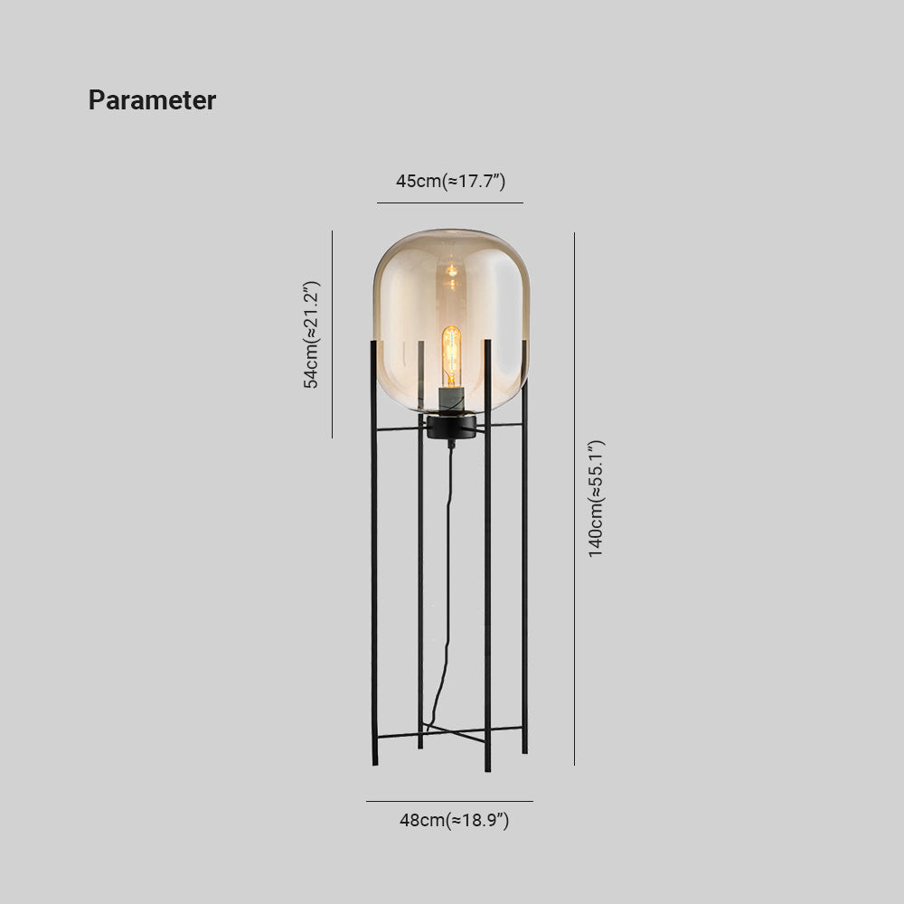 Mira Design Lampadaire Globe Moderne Verre/Métal Noir Chambre/Salon - Neutralighting
