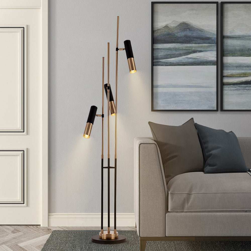Mira Design Moderne Lampadaire Linéaire Métal Noir/Or Salon Simple - Neutralighting