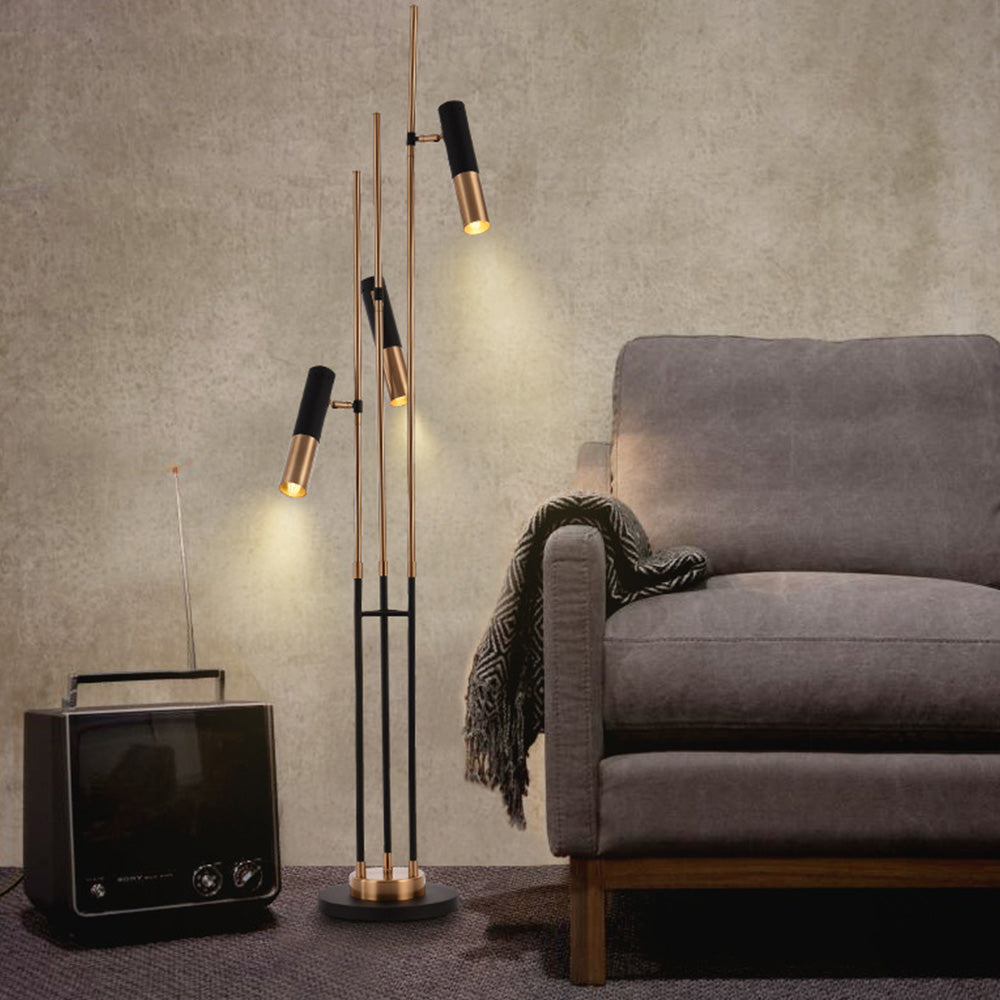 Mira Design Moderne Lampadaire Linéaire Métal Noir/Or Salon Simple - Neutralighting