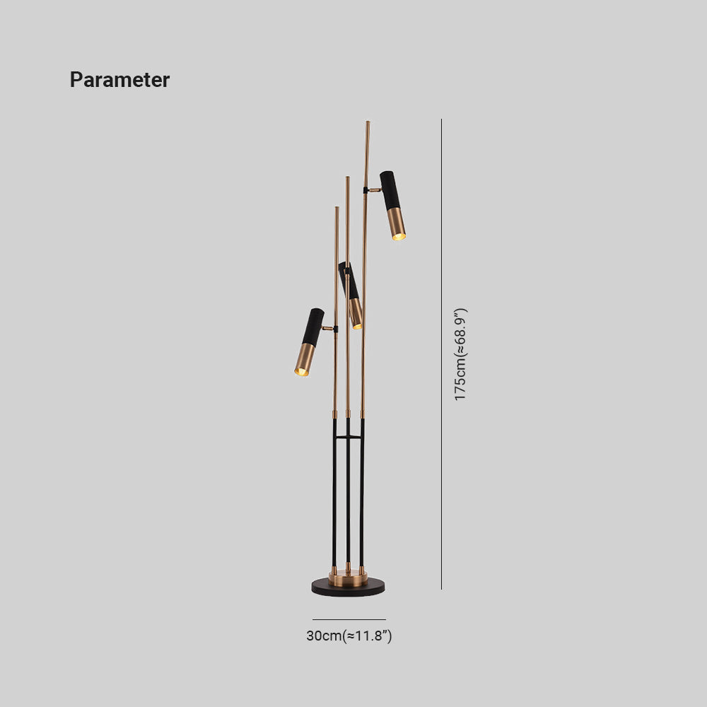 Mira Design Moderne Lampadaire Linéaire Métal Noir/Or Salon Simple - Neutralighting