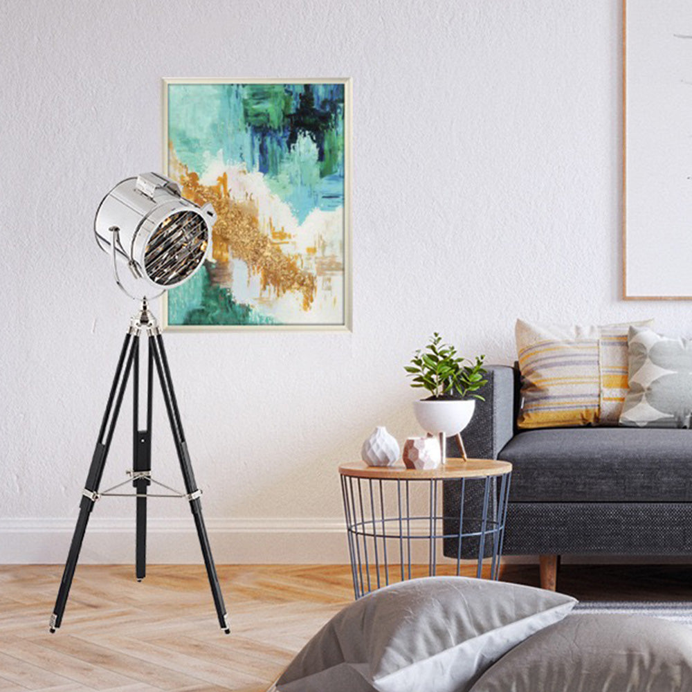 Mira Moderne Industrielle Lampadaire Trépied Rétro Métal Chromé/Bureau/Salon - Neutralighting