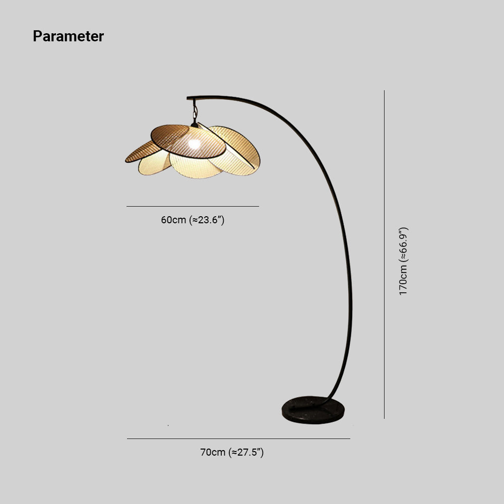 Ritta Lampadaire Fleur Naturel, Métal/Rotin, Beige, Salon/Chambre - Neutralighting