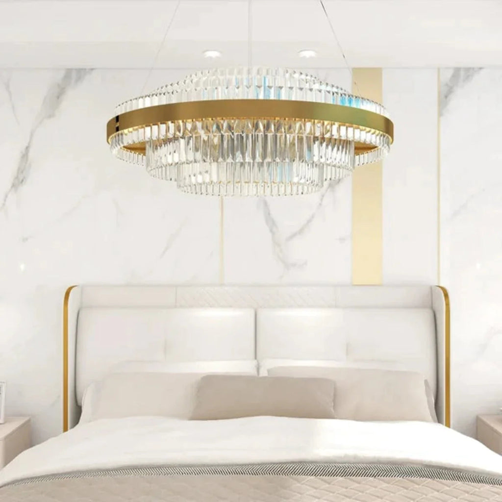 Kristy Design LED Luminaire Lustre Moderne Cristal Doré Salon - Neutralighting