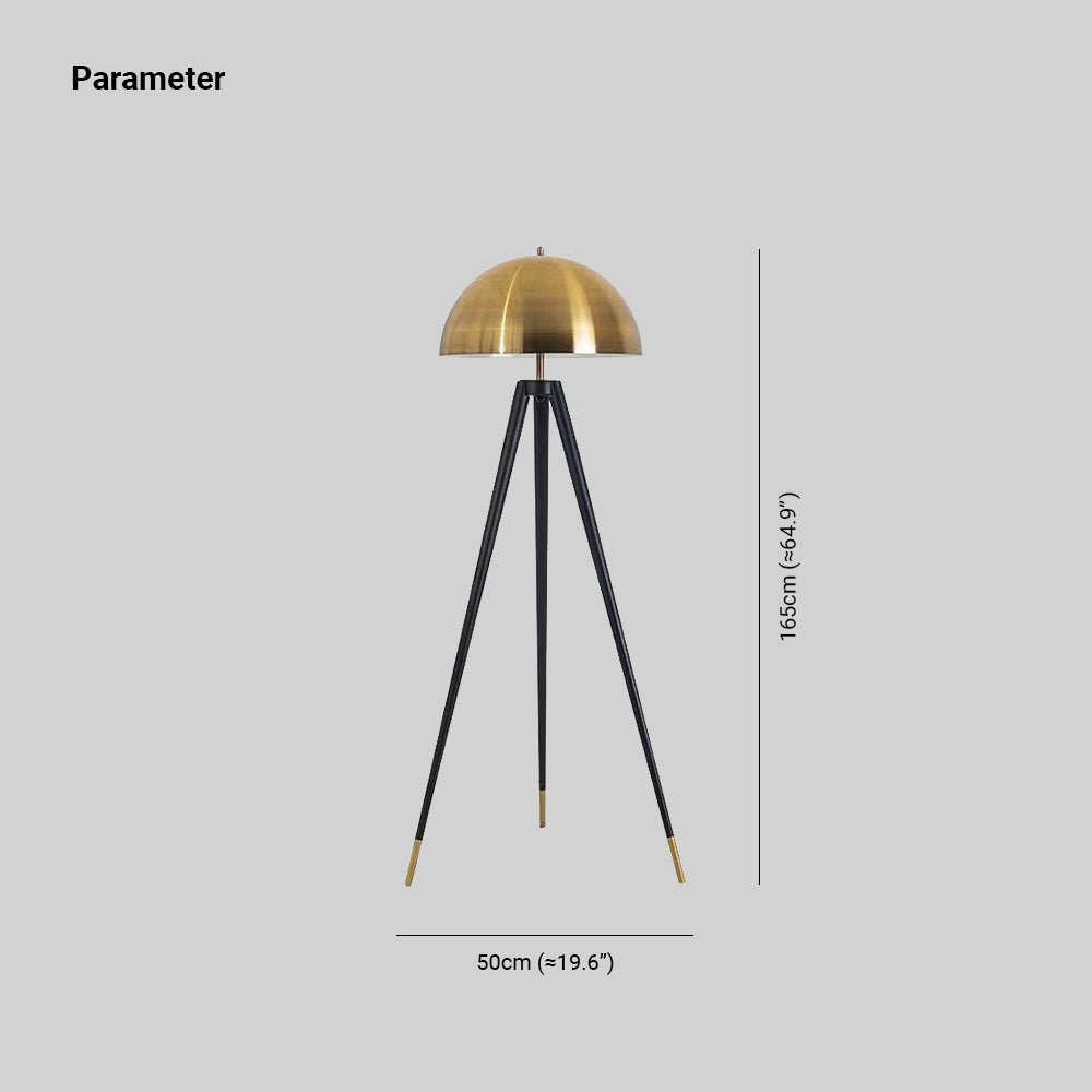 Arisha Design Lampadaire Tripode Moderne Métal Noir Or Bureau/Chambre à Coucher/Salon - Neutralighting