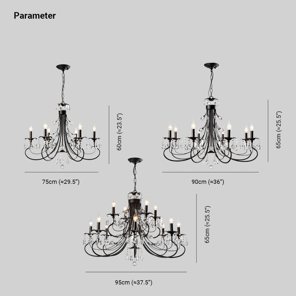 Silva LED Suspension Noir Métal Cristal Salle à manger Salon - Neutralighting
