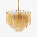 Aurora Lustre Doré Ambre Verre Superposé Géométrique Luxe - Neutralighting