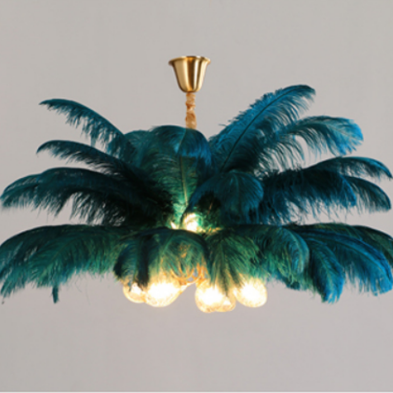 O'Moore Suspension Fleur Moderne, Cuivre/Plume, 8 Couleur, Salon - Neutralighting