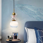 Aria Suspesion Globe Moderne, Metal/Verre, Blanc/Bleu, Chambre - Neutralighting