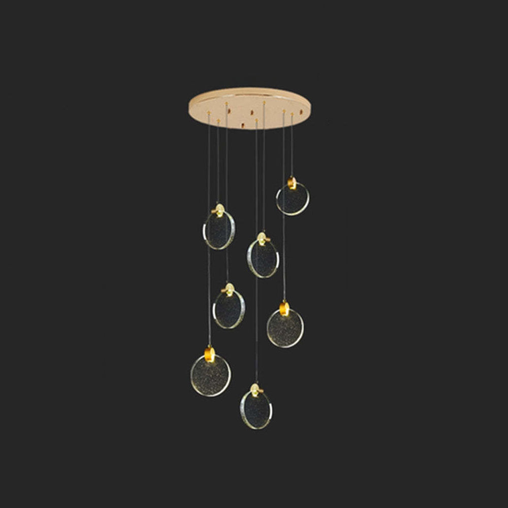 Kristy Suspension Ronde Nordique, Métal/Cristal, Doré, Escalier/Salon - Neutralighting