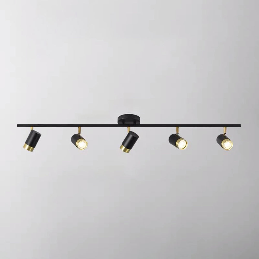 Arisha Plafonnier Cylindre Moderne, Métal/Verre, Noir/Doré, Salon - Neutralighting