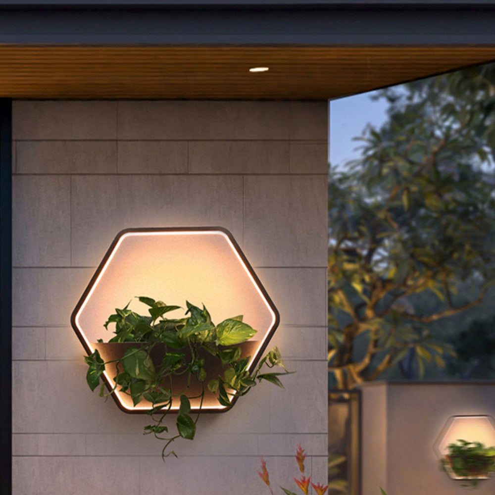 Ray Applique Murale Extérieure Hexagone Nordique, Métal, Noir, Clôture - Neutralighting