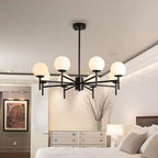 Valentina Bulle Moderne LED Lustre Noir/Doré Métal/Verre Chambre à Coucher - Neutralighting