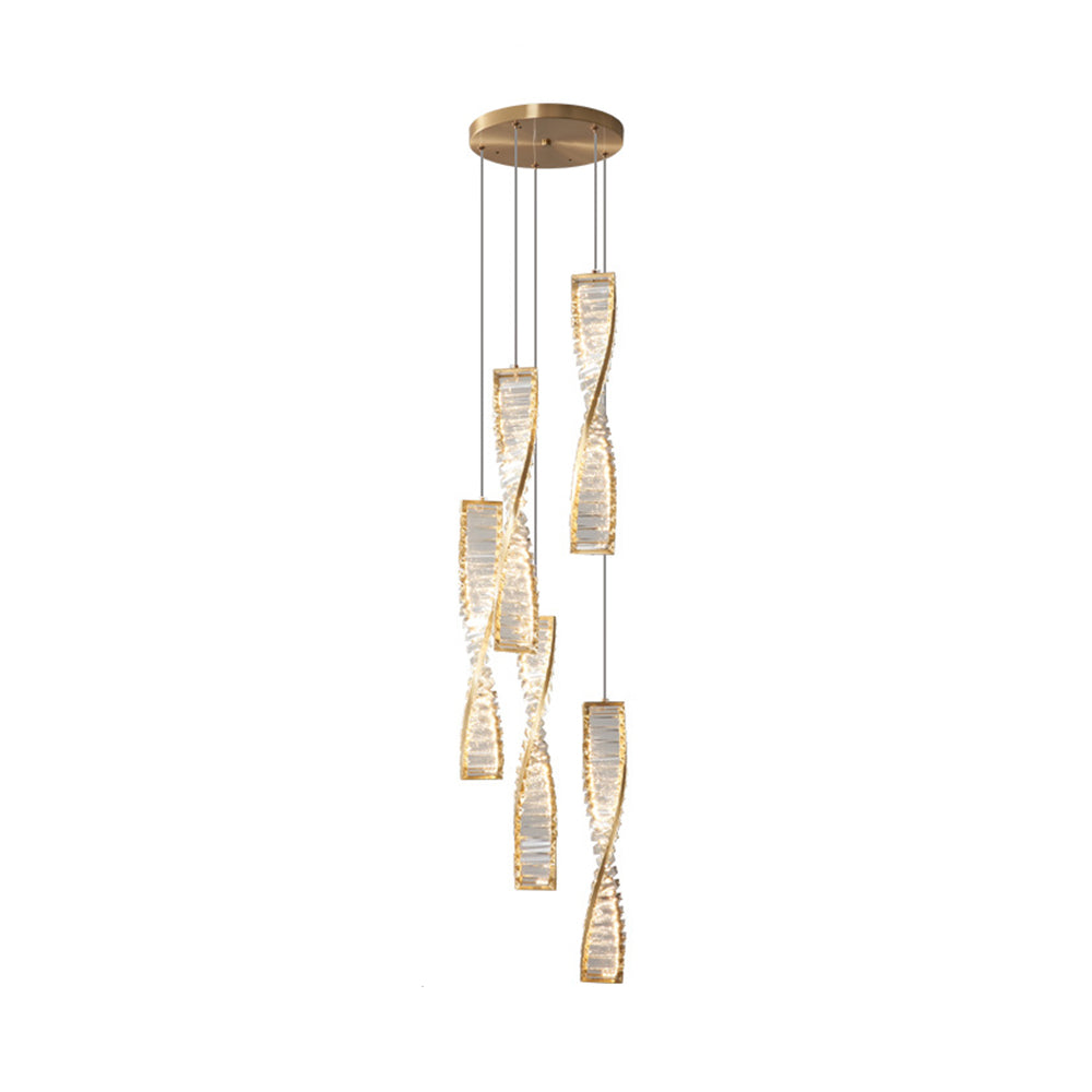 Kristy Suspension Carrée Moderne, Métal/Cristal, Noir/Or, Chambre à Coucher/Bar - Neutralighting