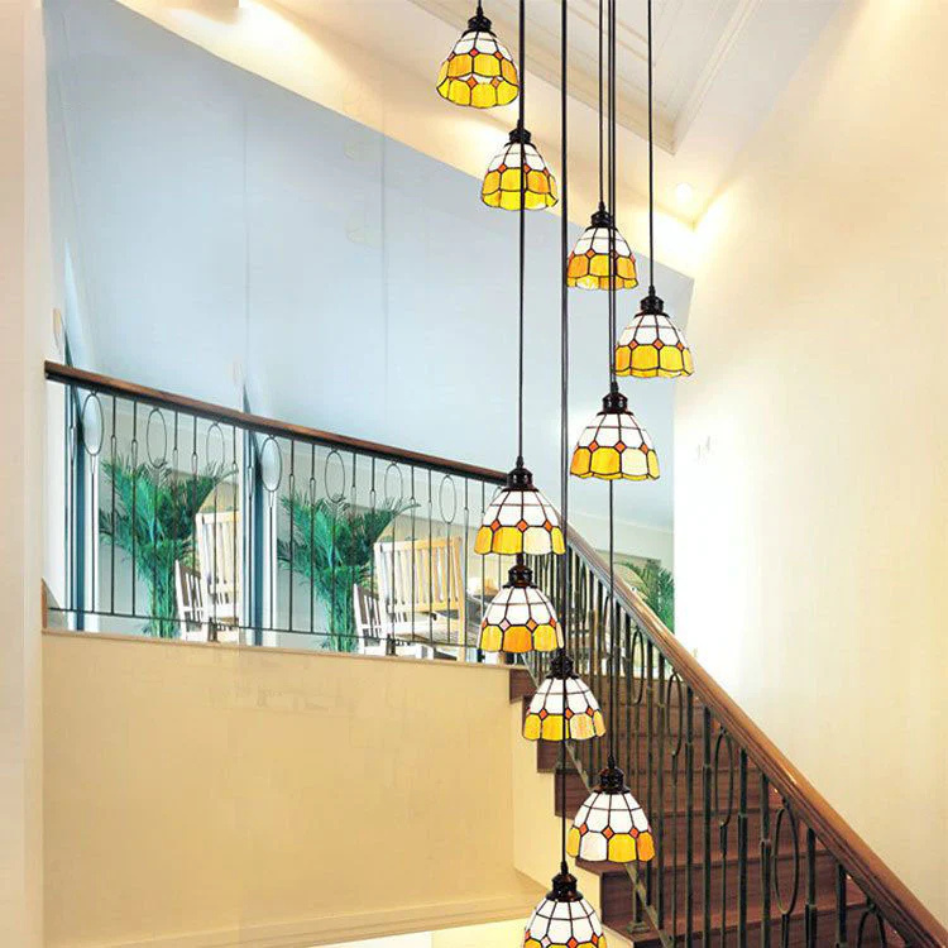 Tiffany Rétro LED Lustre Métal Verre Salle À Manger - Neutralighting