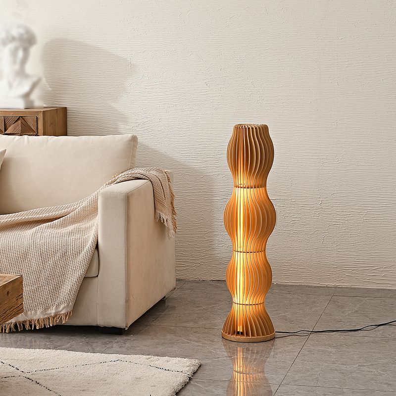 Muto Lampadaire Vague Moderne, Bois, Kaki, Salon - Neutralighting