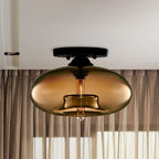Arisha Oval Industriel LED Plafonnier Rouge/Marron/Ambre/Bleu Métal/Verre Salon - Neutralighting