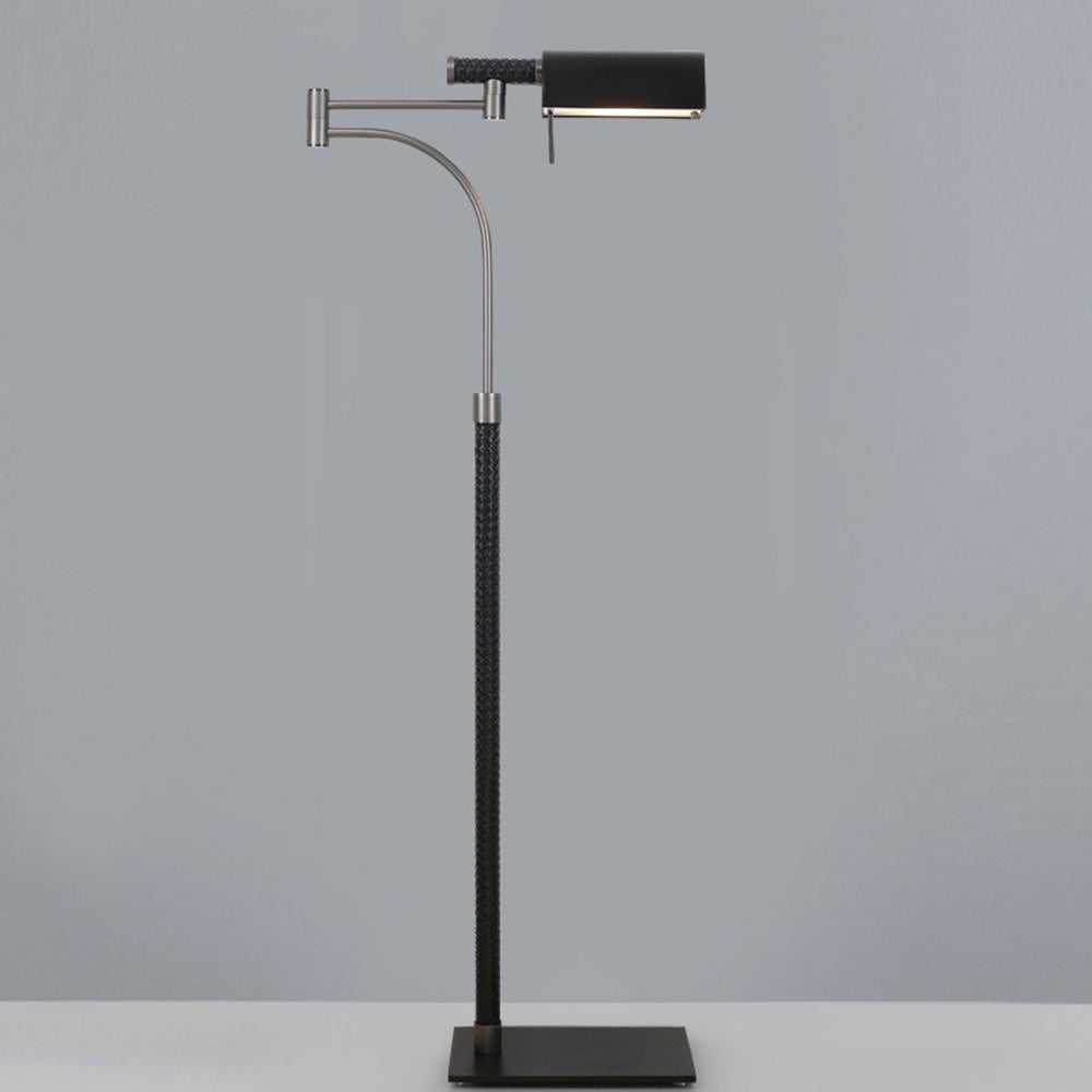 Mira Lampadaire Rectangulaire Moderne, Cuir/Métal, Noir, Salon - Neutralighting