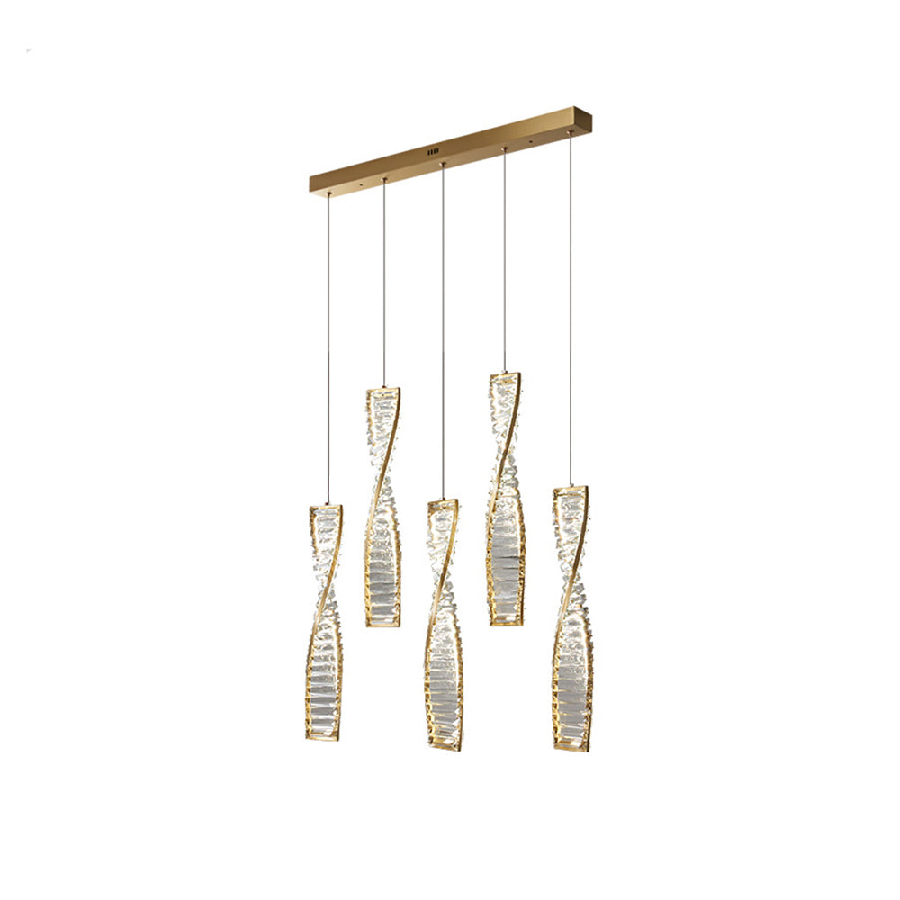 Kristy Suspension Carrée Moderne, Métal/Cristal, Noir/Or, Chambre à Coucher/Bar - Neutralighting