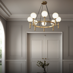 Kristy Luminaire LED Lustre Moderne Verre/Métal Doré/Blanc Salon - Neutralighting