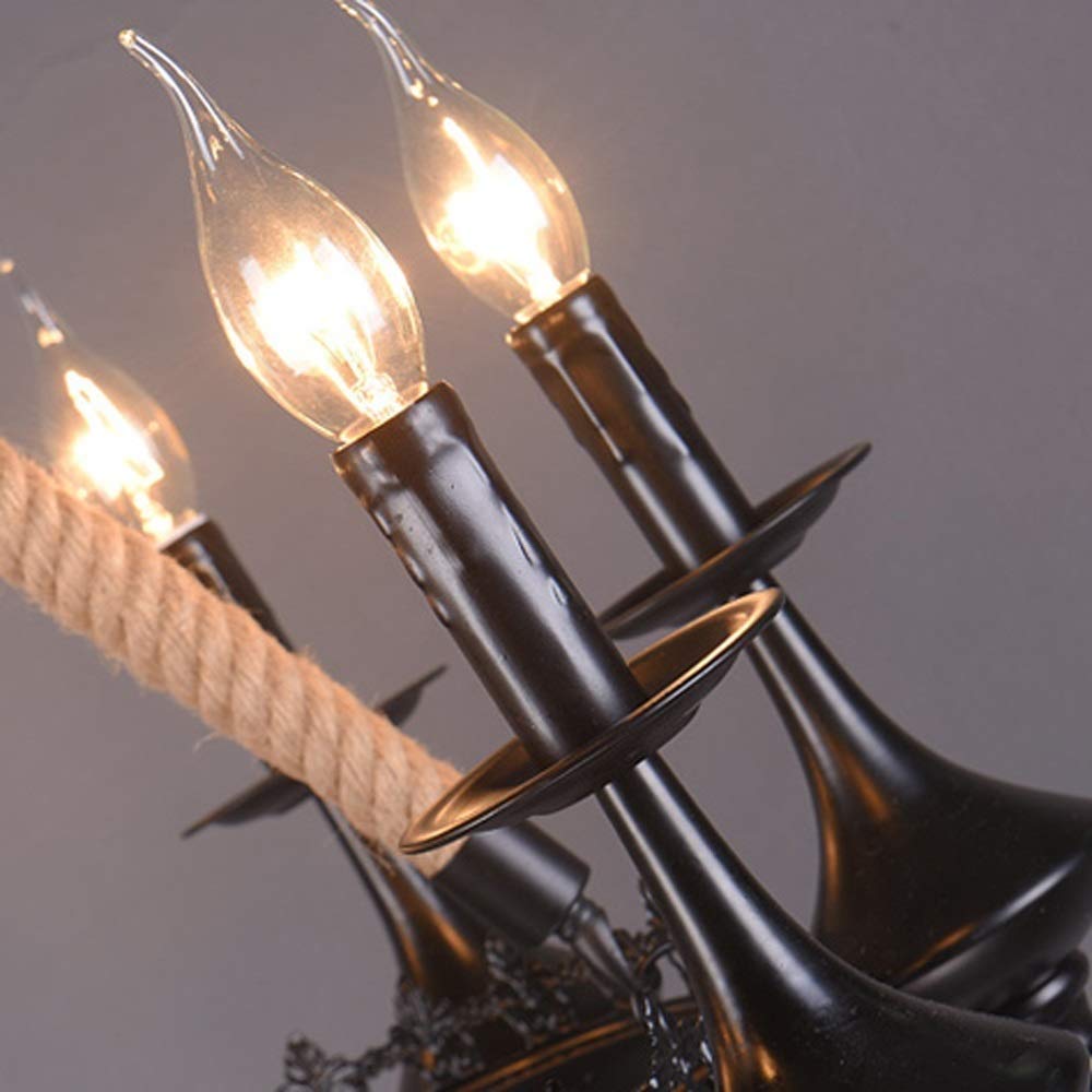 Epoch Lustre à Bougie Rétro en Métal Noir/Corde Pour Restaurant/bar - Neutralighting