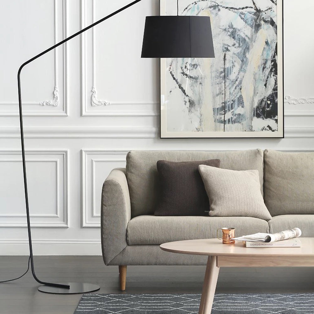 Mira Lampadaire Dôme Moderne, Métal/Tissu, Noir, Salon - Neutralighting