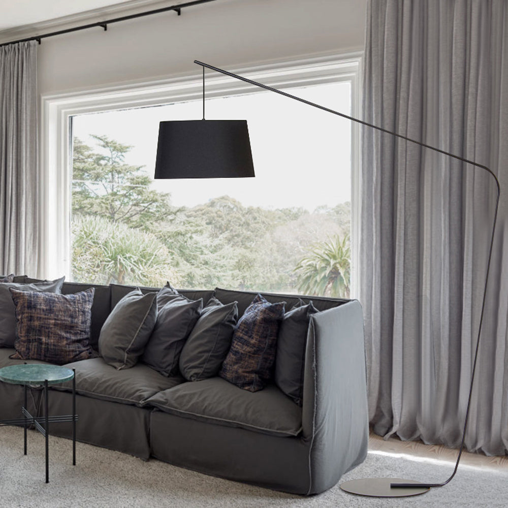 Mira Lampadaire Dôme Moderne, Métal/Tissu, Noir, Salon - Neutralighting