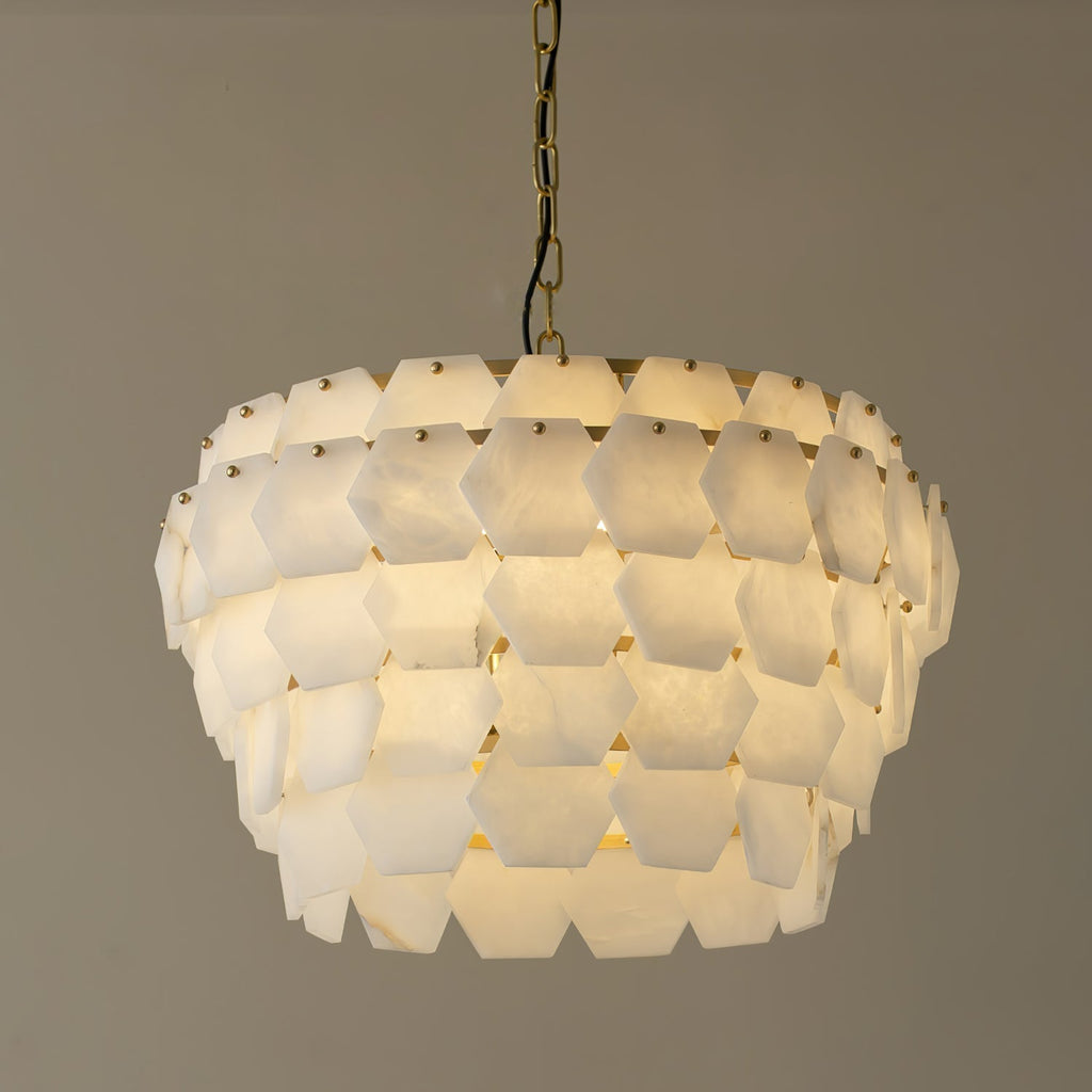 Evenaris Chandelier en Albâtre en Forme de Nid d'Abeille - Neutralighting