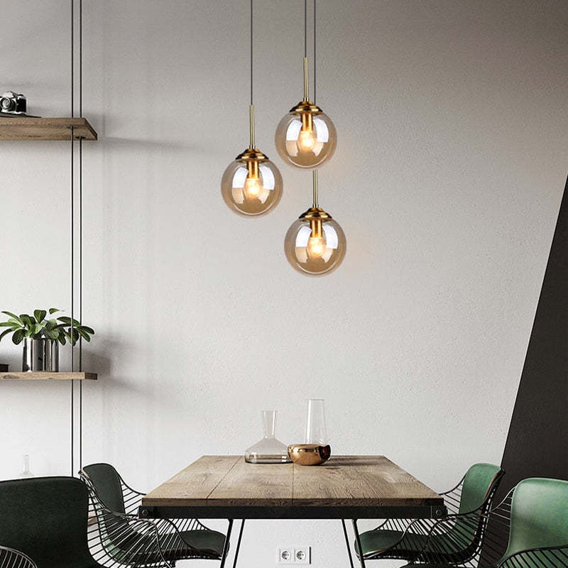 Narell Luminaires Suspension Verre Transparent Ambre - Neutralighting