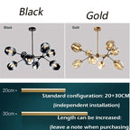 Valentina Suspension Multi Retro, Metal/Verre, Noir/Or, Chambre - Neutralighting