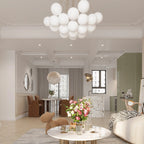 Valentina Lustre Globe Modenre, Fer/Verre, Noir/Blanc, Salon - Neutralighting
