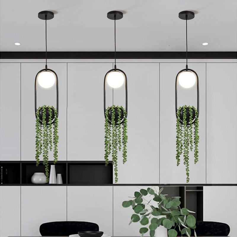 Ritta Suspension Globe Simple, Métal/Acrylique, Noir/Blanc, Chambre à Coucher/Cuisine - Neutralighting