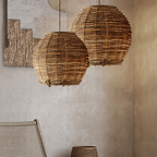 Ritta Suspension Luminaire LED Bois Rotin Salon/Salle à Manger - Neutralighting