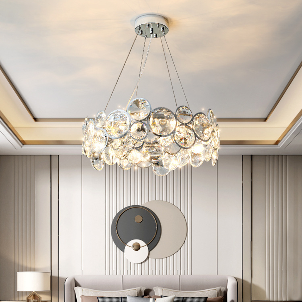 Kristy Lustre LED Moderne Rond Cristal Métal Salon - Neutralighting