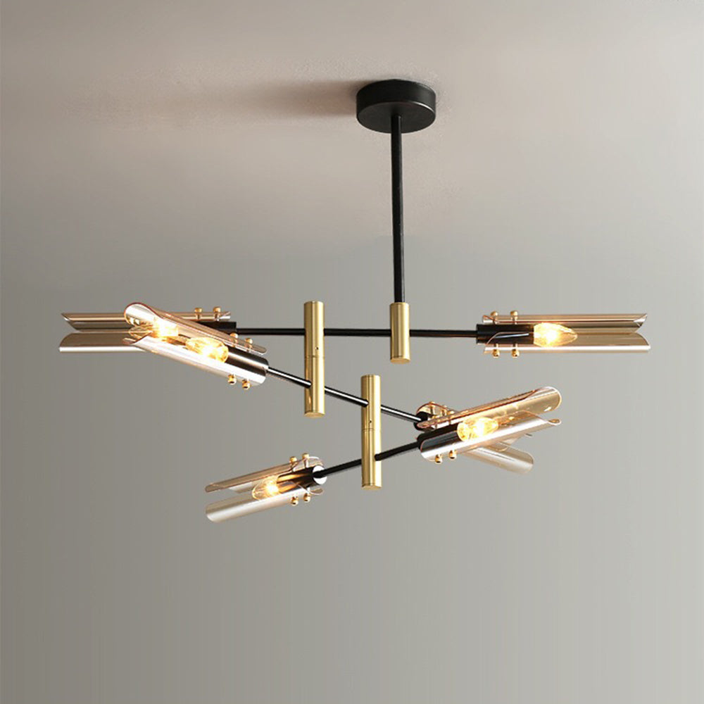 Arisha Plafonnier Linéaire Moderne, Métal/Verre, Gris Fumé/Ambre, Salon - Neutralighting