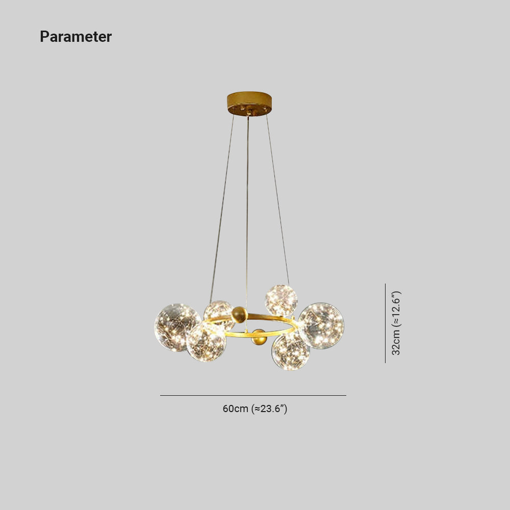 Valentina Suspension Boule Moderne, Métal/Verre, Doré/Noir, Salon - Neutralighting