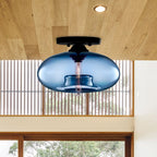 Arisha Oval Industriel LED Plafonnier Rouge/Marron/Ambre/Bleu Métal/Verre Salon - Neutralighting