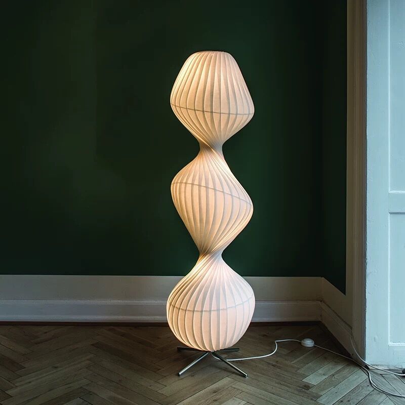 Ritta Lampadaire Plissé Moderne, Métal/Tissu, Blanc, Chambre - Neutralighting
