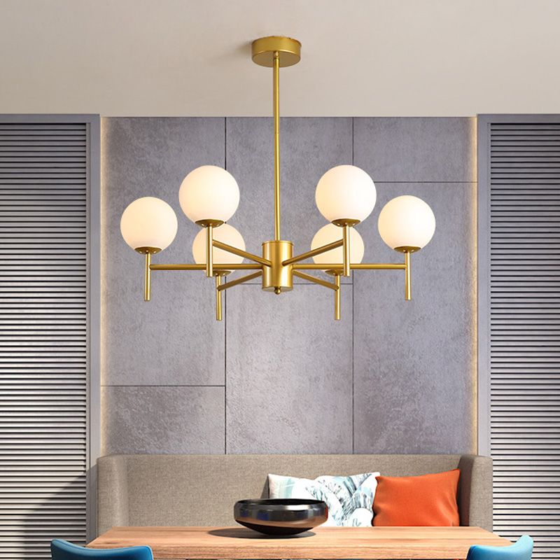 Valentina Bulle Moderne LED Lustre Noir/Doré Métal/Verre Chambre à Coucher - Neutralighting