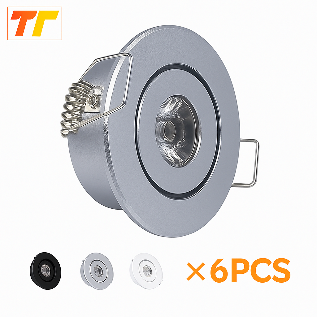 Plafonnier — 6 pièces LED Mini lumière vers le bas 3W 1W Dimmable Spot lumières encastrées AC85-265V plafonnier en aluminium 52mm